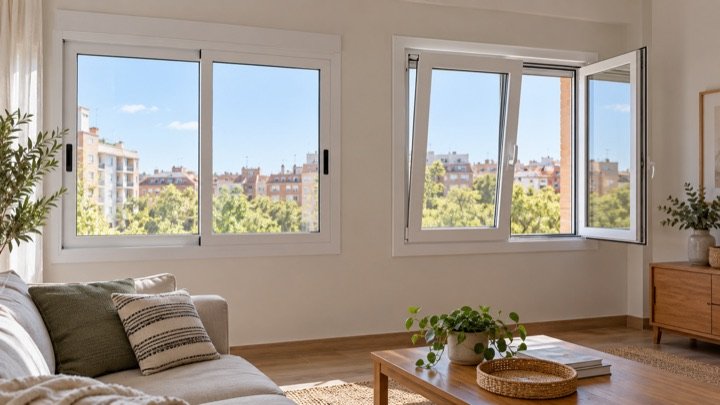 Ventanas de PVC corredera y practicable en una vivienda